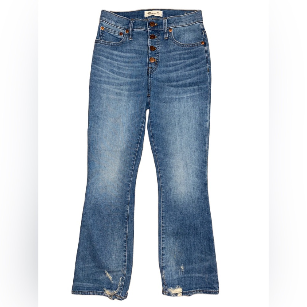 Madewell high waisted, straight leg jeans.